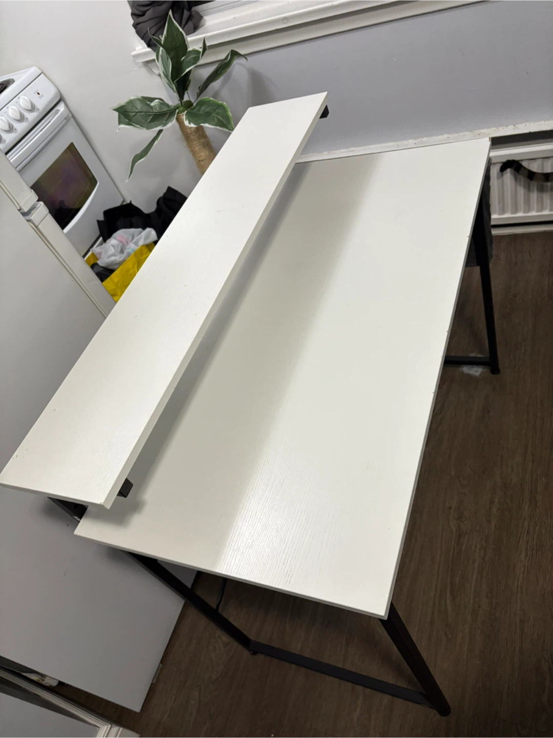 White Desk with Top Shelf - photo 2