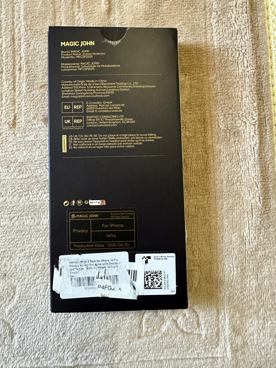 MAGIC JOHN iPhone 16 Pro Privacy Screen Protector 2 pack NEW - photo 3
