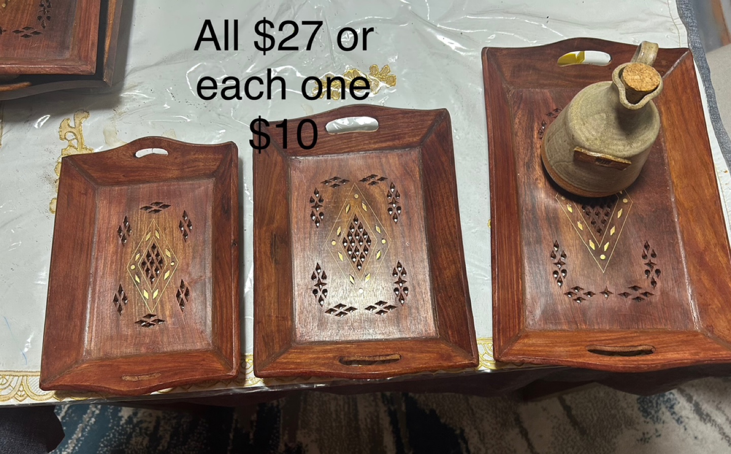 Set of 3 Wooden Serving Trays