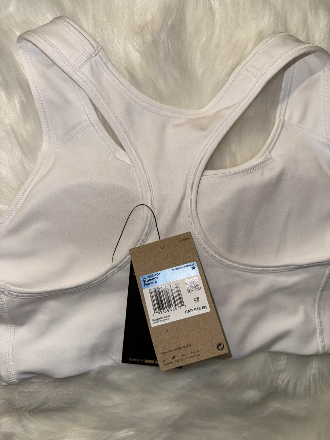 New Nike Dri-FIT Indy Light-Support Sports Bra - White, Size M image indicator(3)