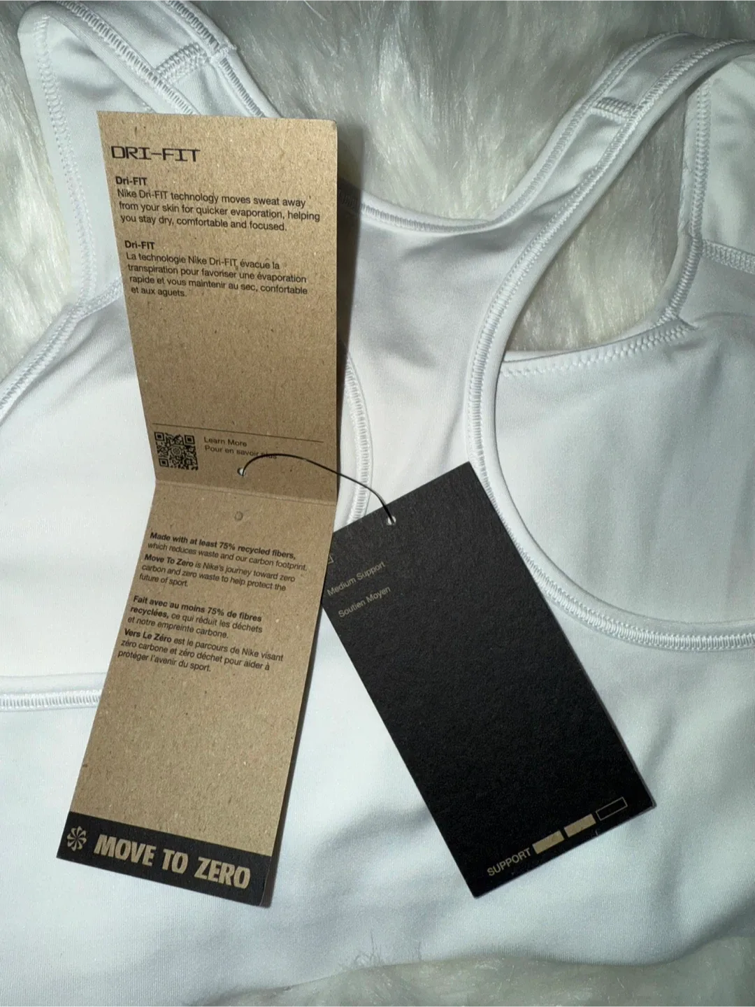 New Nike Dri-FIT Indy Light-Support Sports Bra - White, Size M image indicator(4)