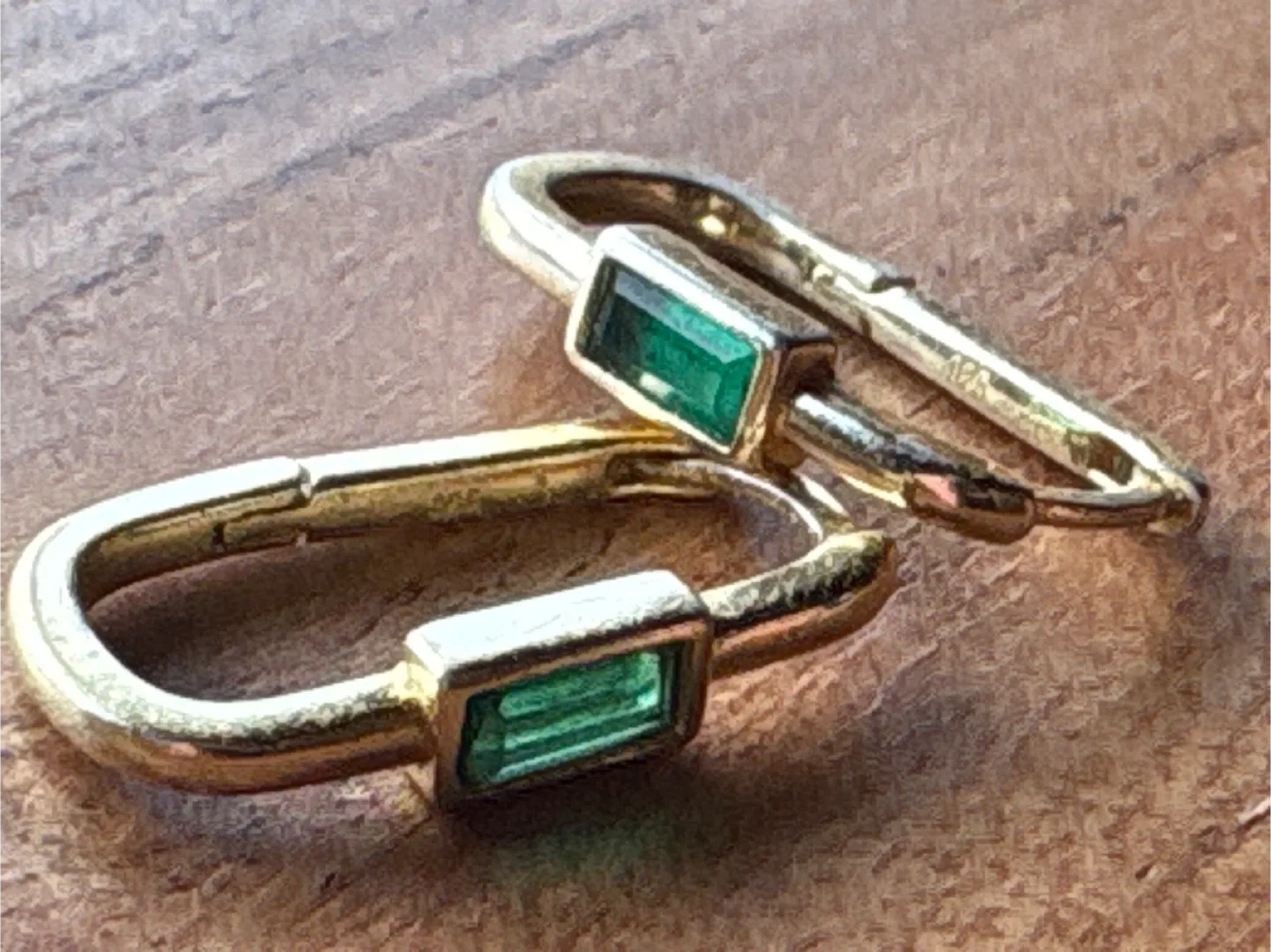 Gold & Emerald Carabiner Earrings image indicator(2)