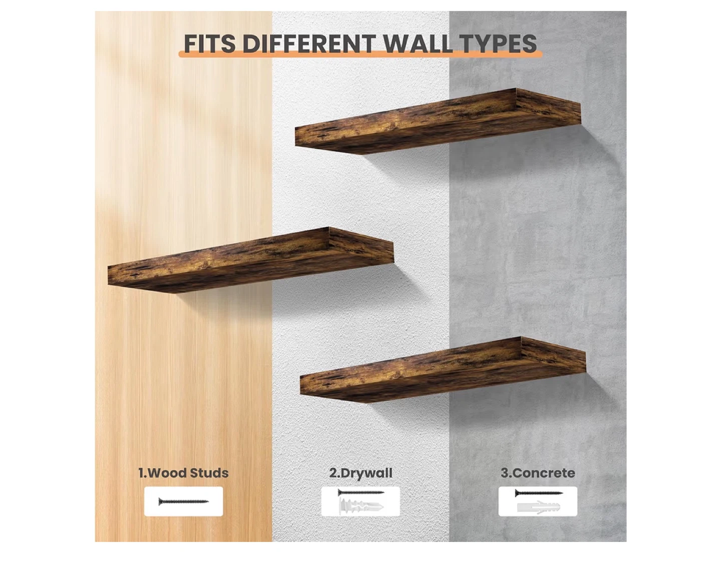 upsimples 16.5" L Brown Wooden Floating Shelves- NeW - photo 2