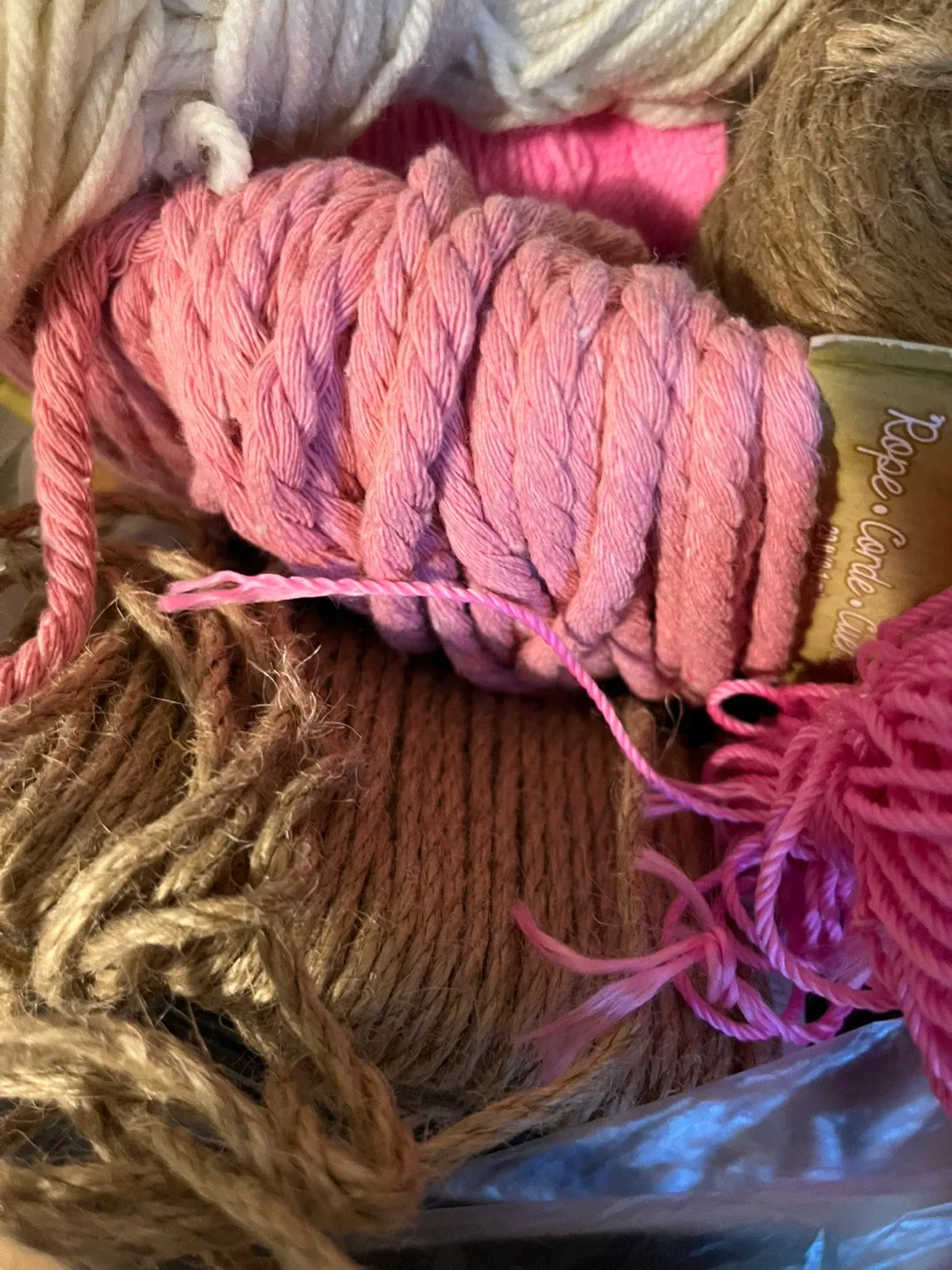 Yarn and rope Lot: Pink, Brown, Cream image indicator(3)
