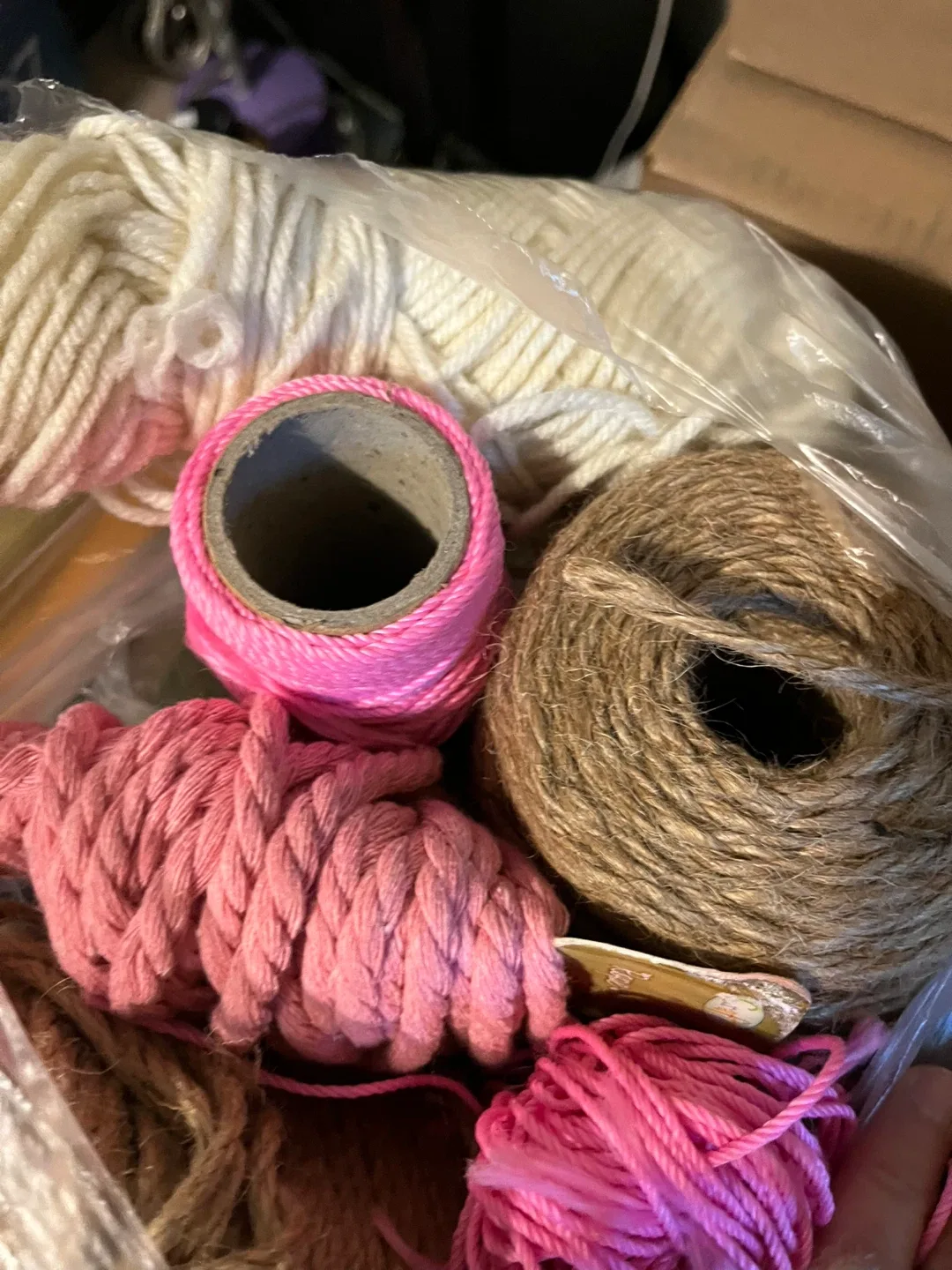 Yarn and rope Lot: Pink, Brown, Cream image indicator(2)