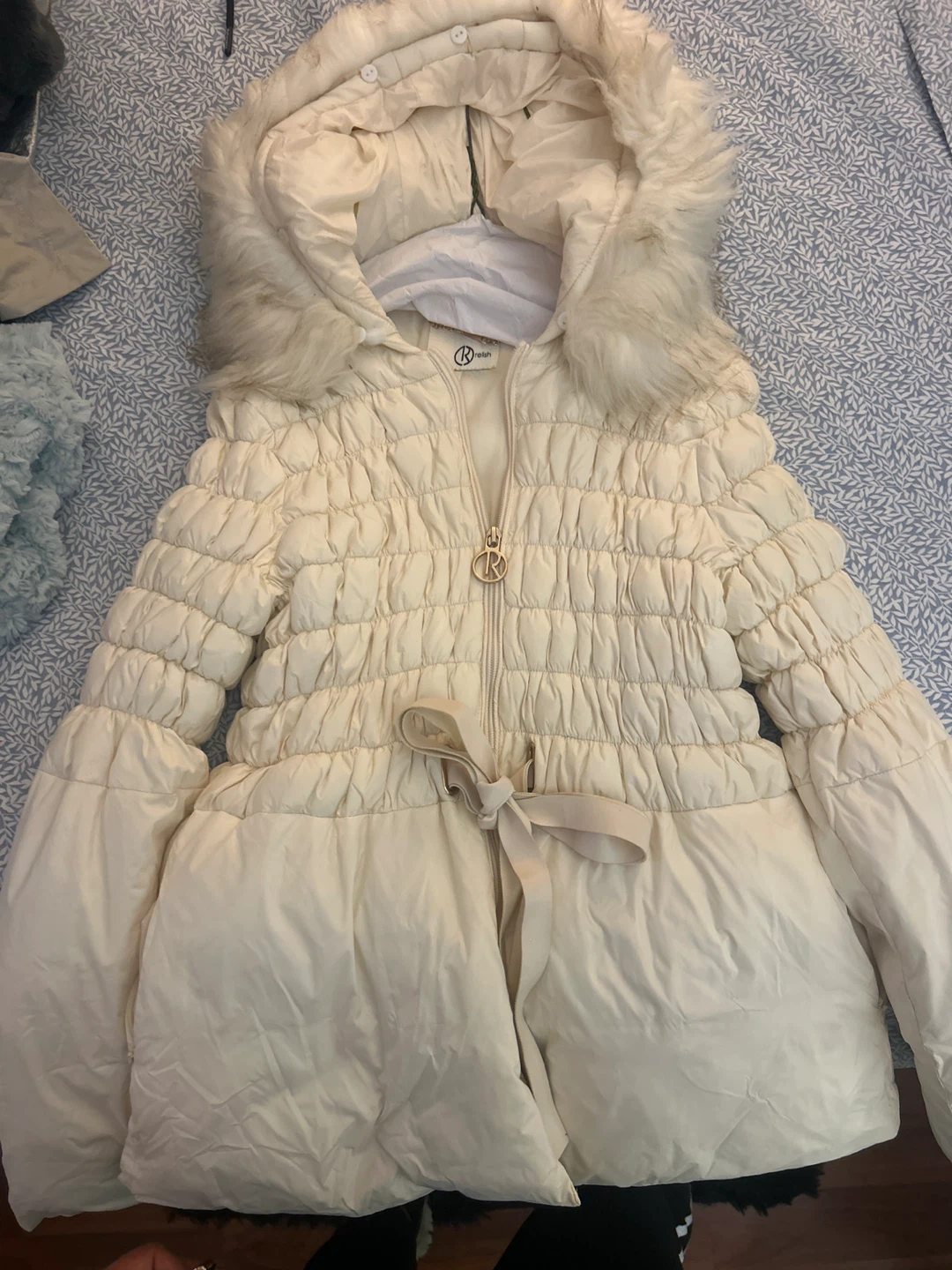R Reiss White Puffer Coat