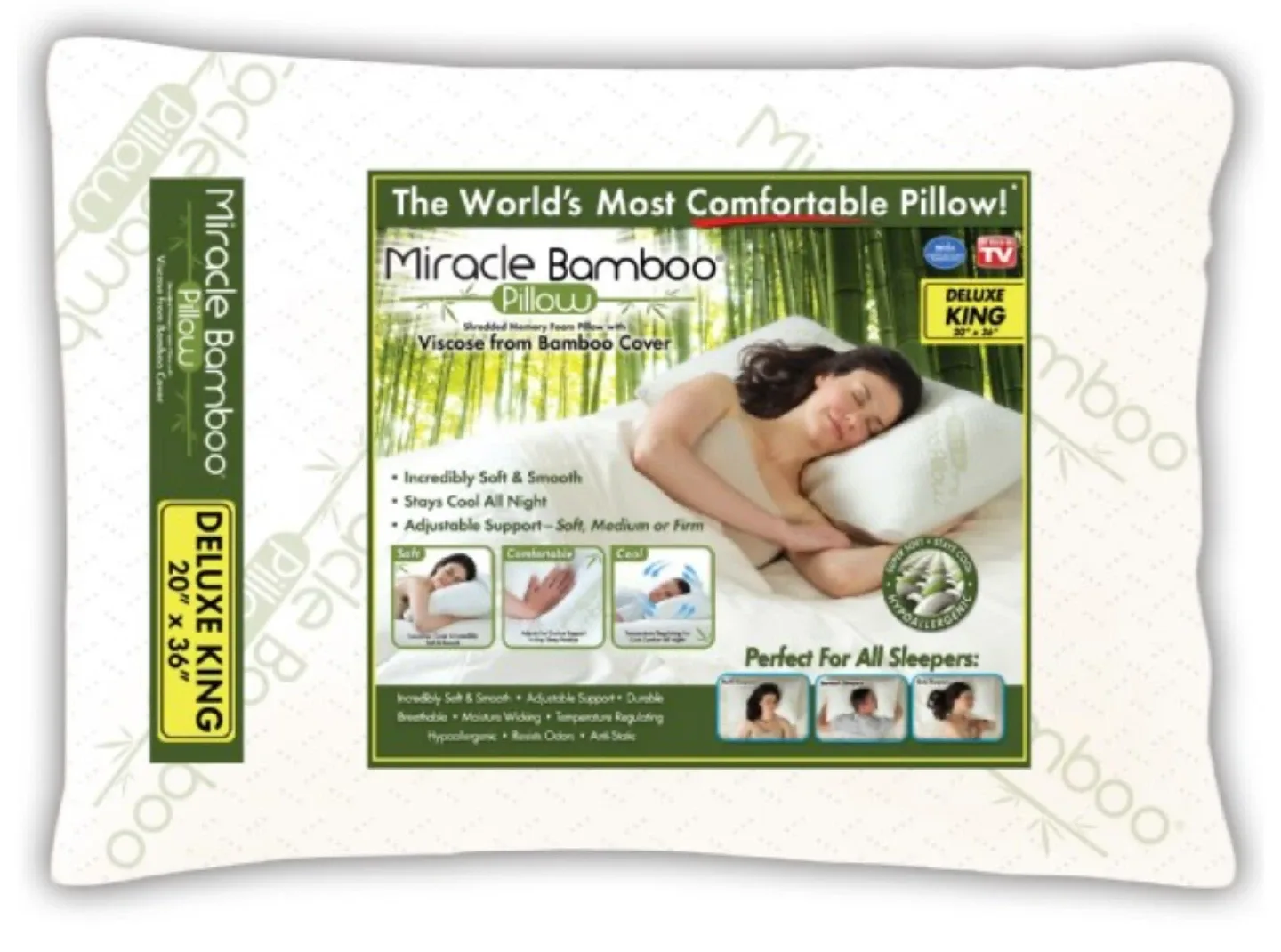 Miracle Bamboo Pillow Deluxe King 20" x 36"
