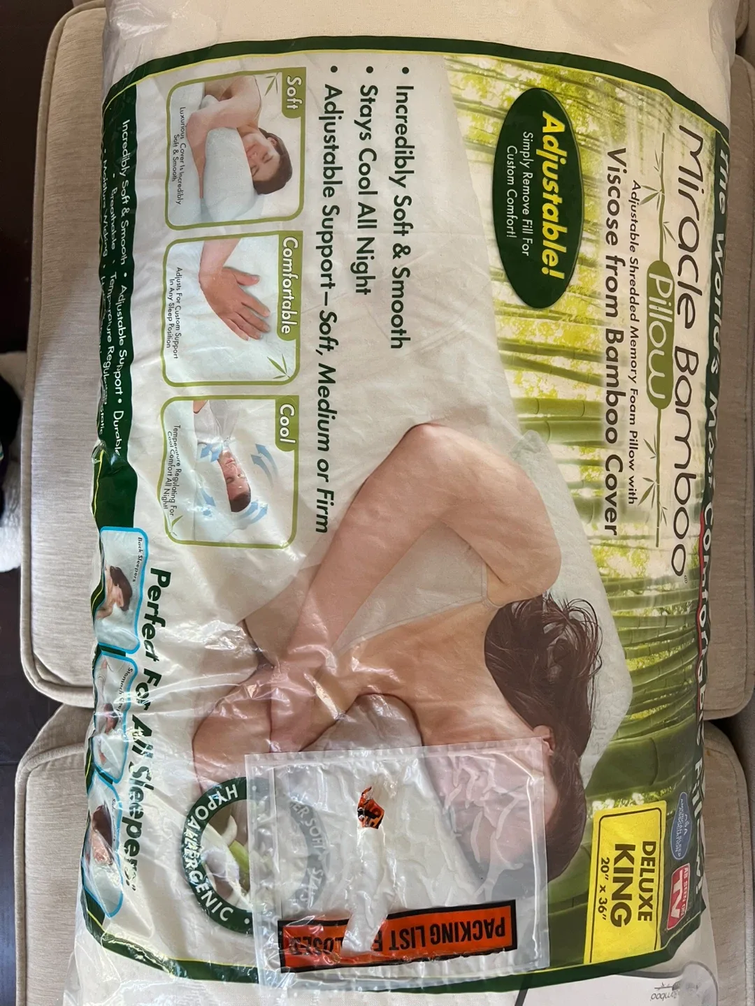 Miracle Bamboo Pillow Deluxe King 20" x 36" image indicator(9)