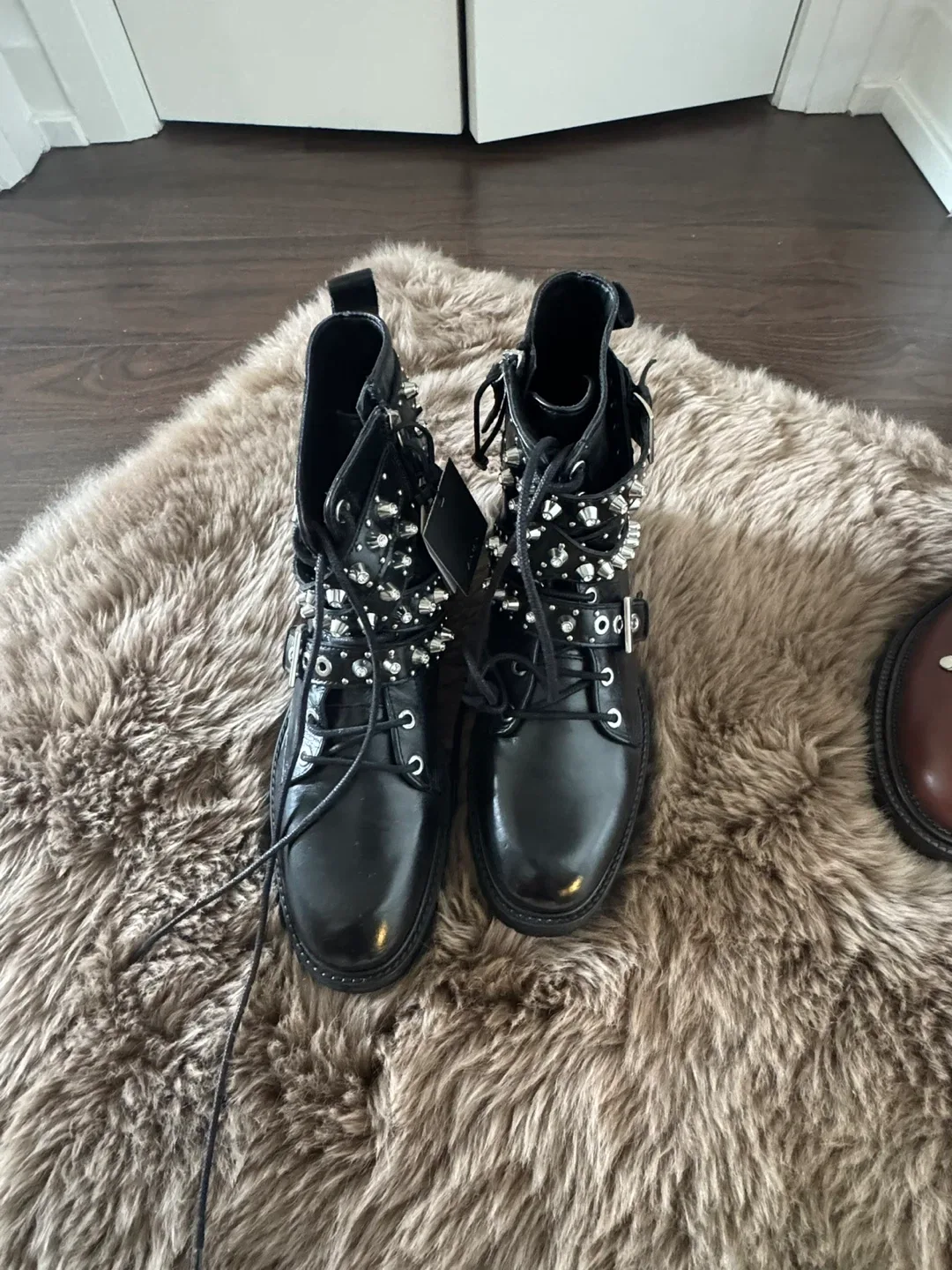 Zara Black Studded Ankle Boots image indicator(2)