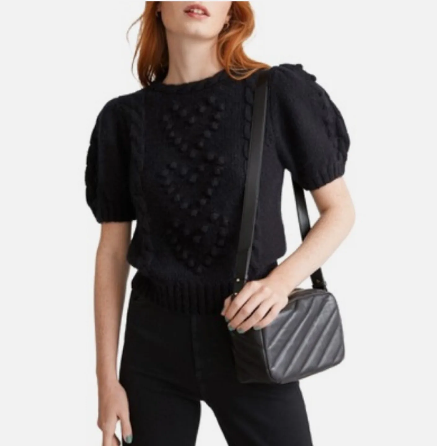 & Other Stories Black Merino Cable Knit Sweater - Size 38 thumbnail