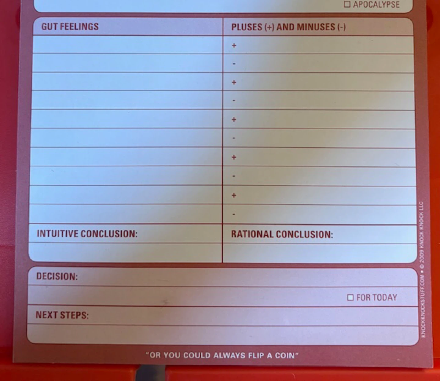 🤩Knock Knock Make a Decision Pad - photo 3