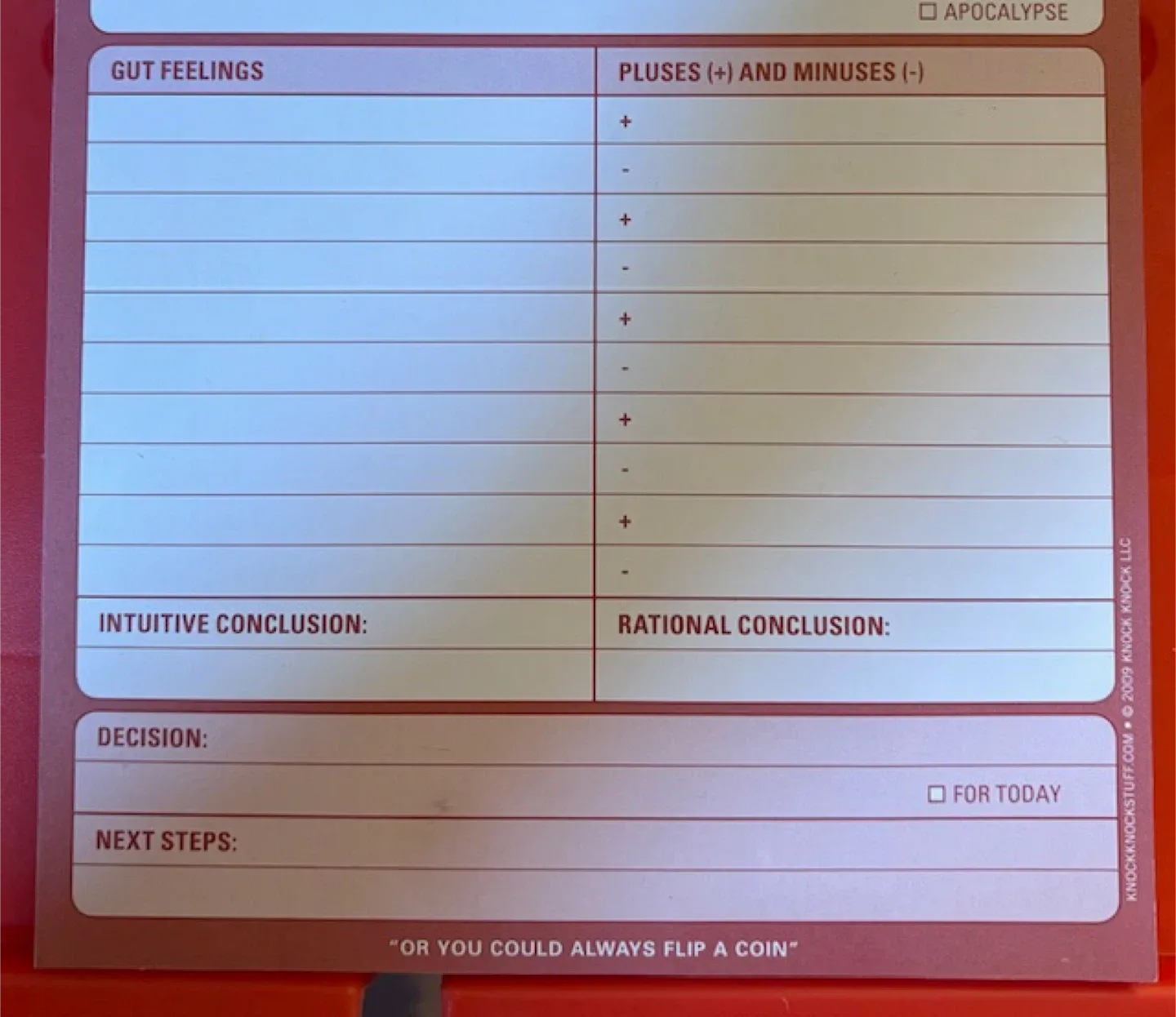 🤩Knock Knock Make a Decision Pad image indicator(3)