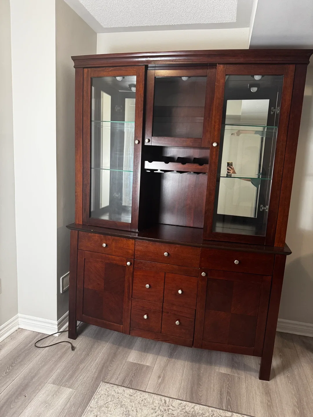 Wooden China Cabinet with Glass Doors image indicator(2)