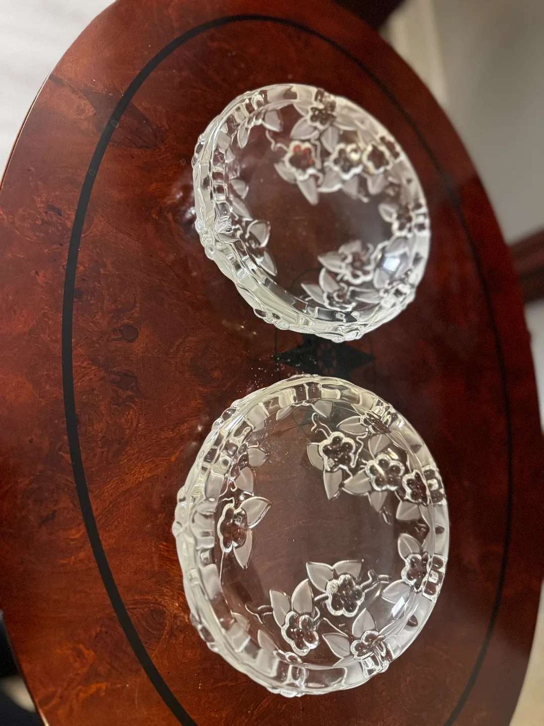 Two Glass Floral Ash Trays image indicator(2)