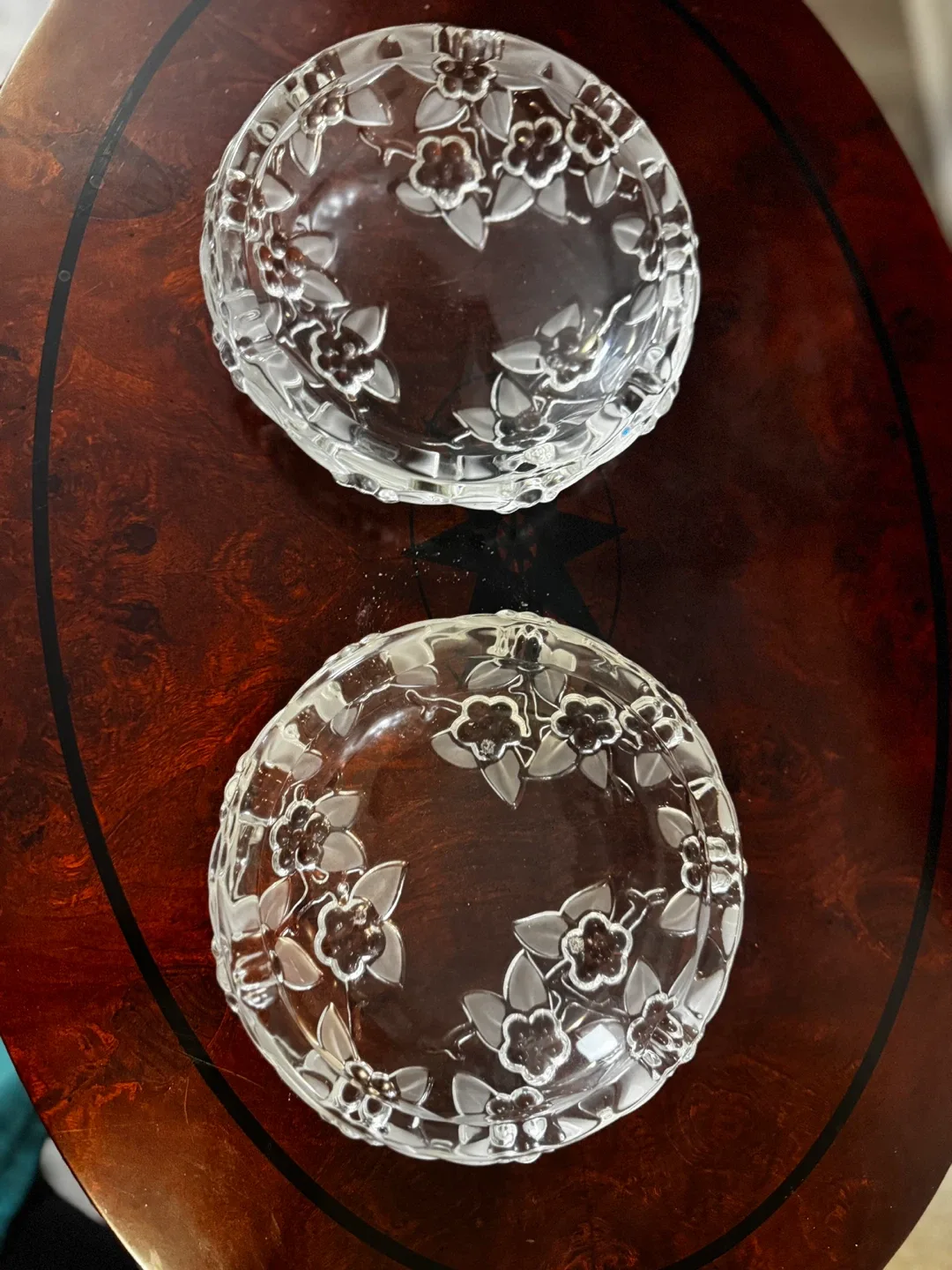 Two Glass Floral Ash Trays image indicator(4)