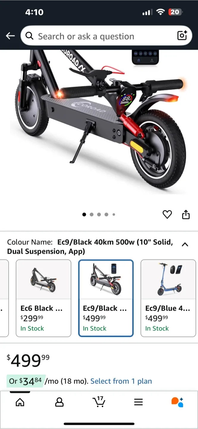 Ecoroad Ec9 Black Electric Scooter double suspension 35km/h image indicator(5)