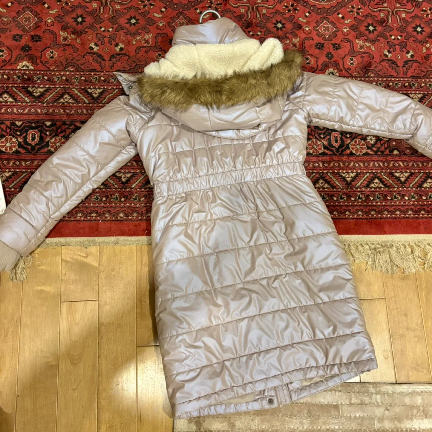 Girls Puffer Coat with Faux Fur Trim-size 11-12 years image indicator(2)