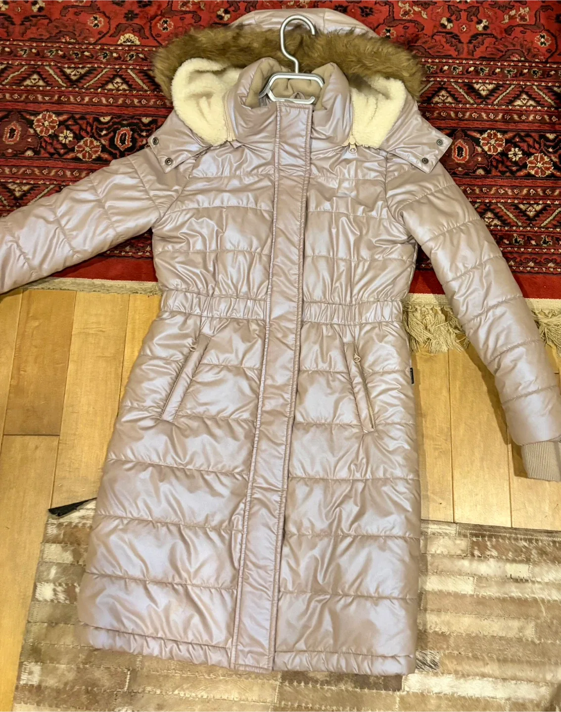 Girls Puffer Coat with Faux Fur Trim-size 11-12 years