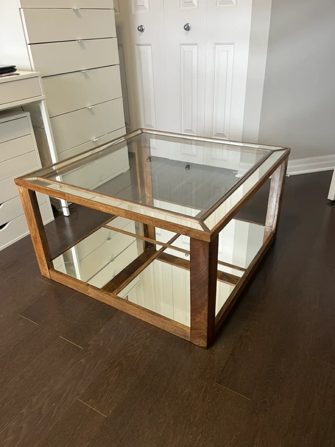 Glass and Wood Coffee Table