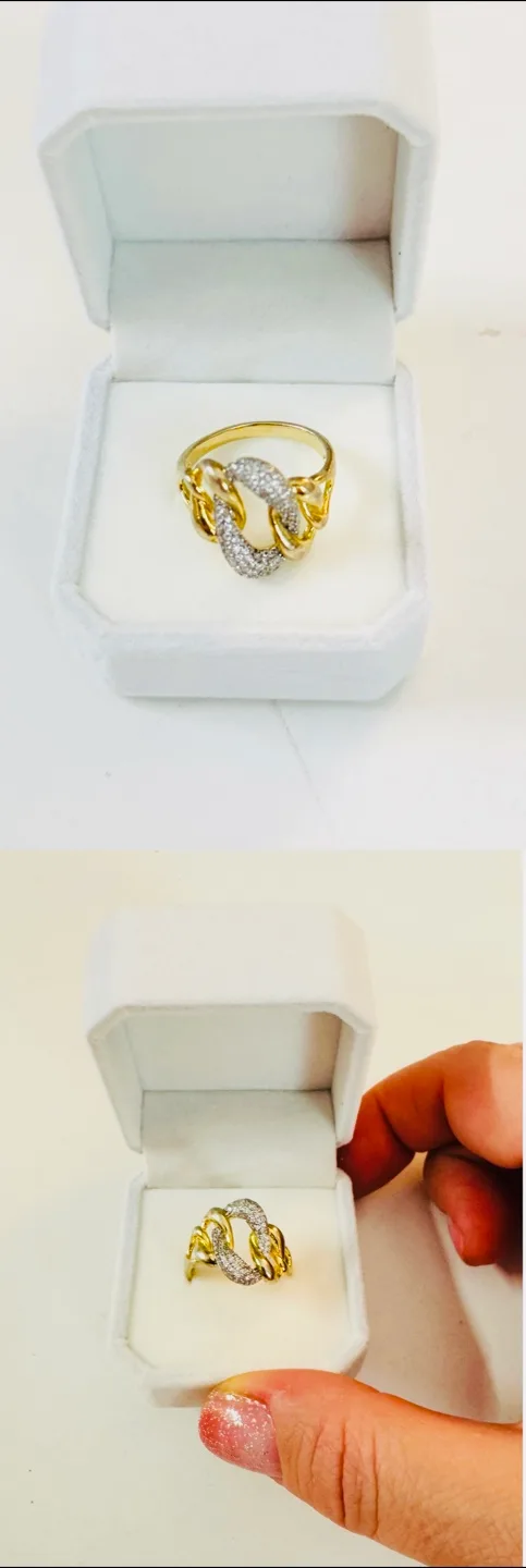 14K Gold over 925 Sterling Silver Chain Link Ring image indicator(3)