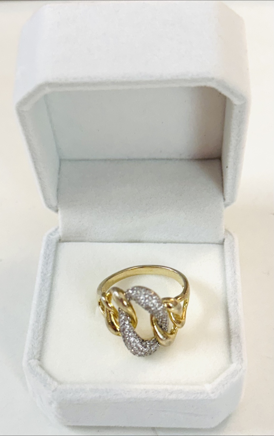 14K Gold over 925 Sterling Silver Chain Link Ring - photo 2