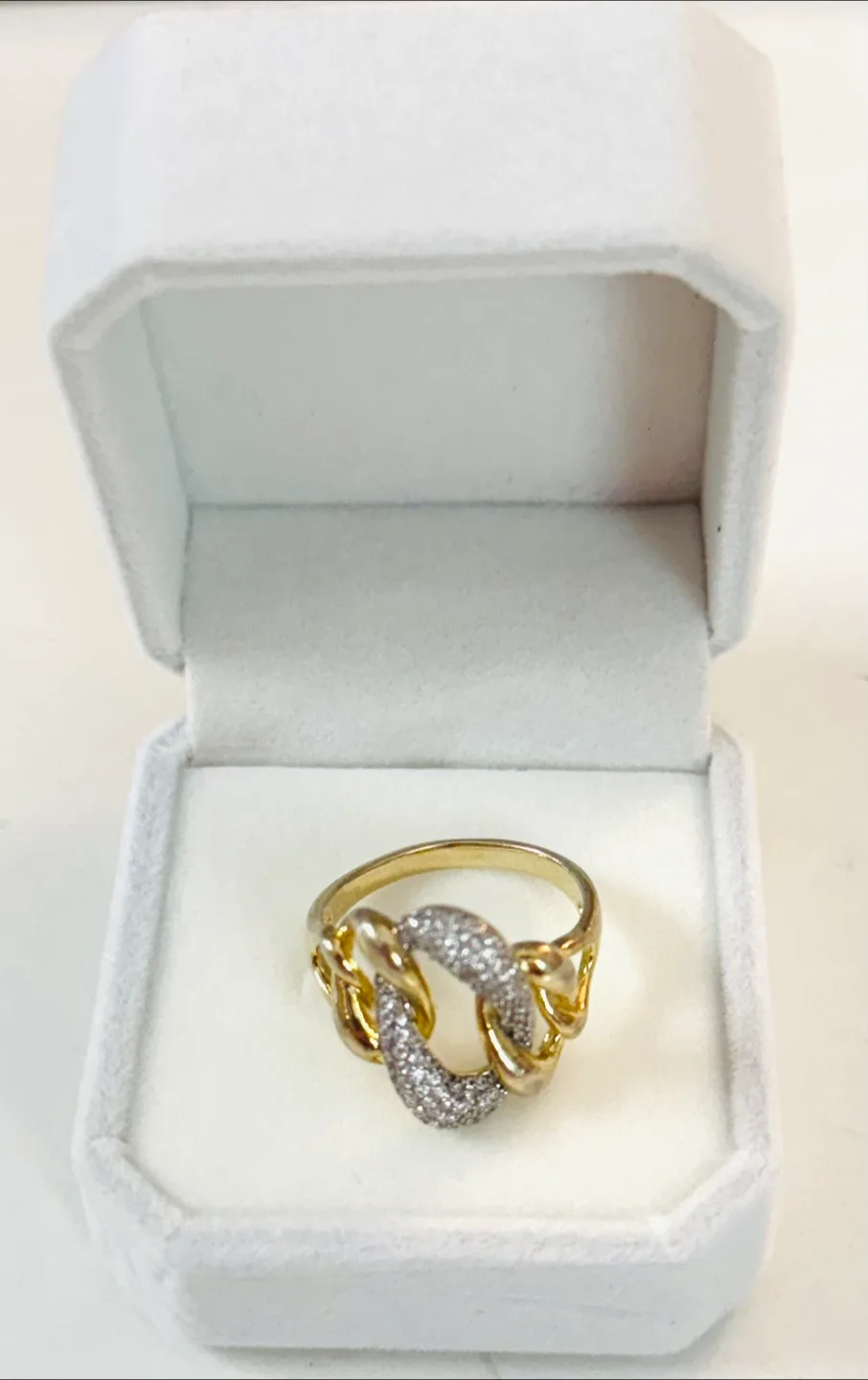 14K Gold over 925 Sterling Silver Chain Link Ring image indicator(2)