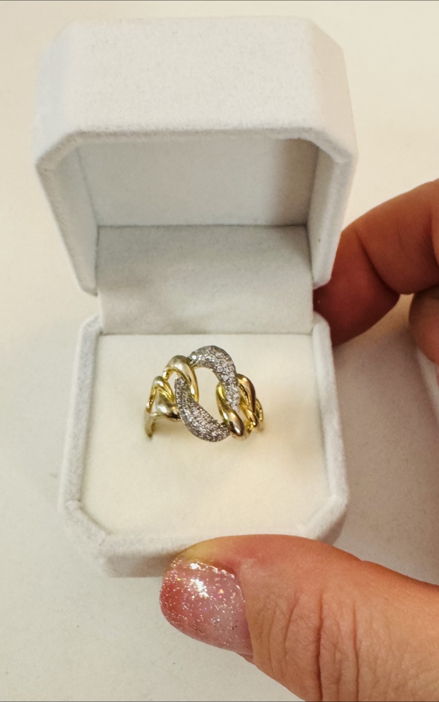 14K Gold over 925 Sterling Silver Chain Link Ring - photo 4