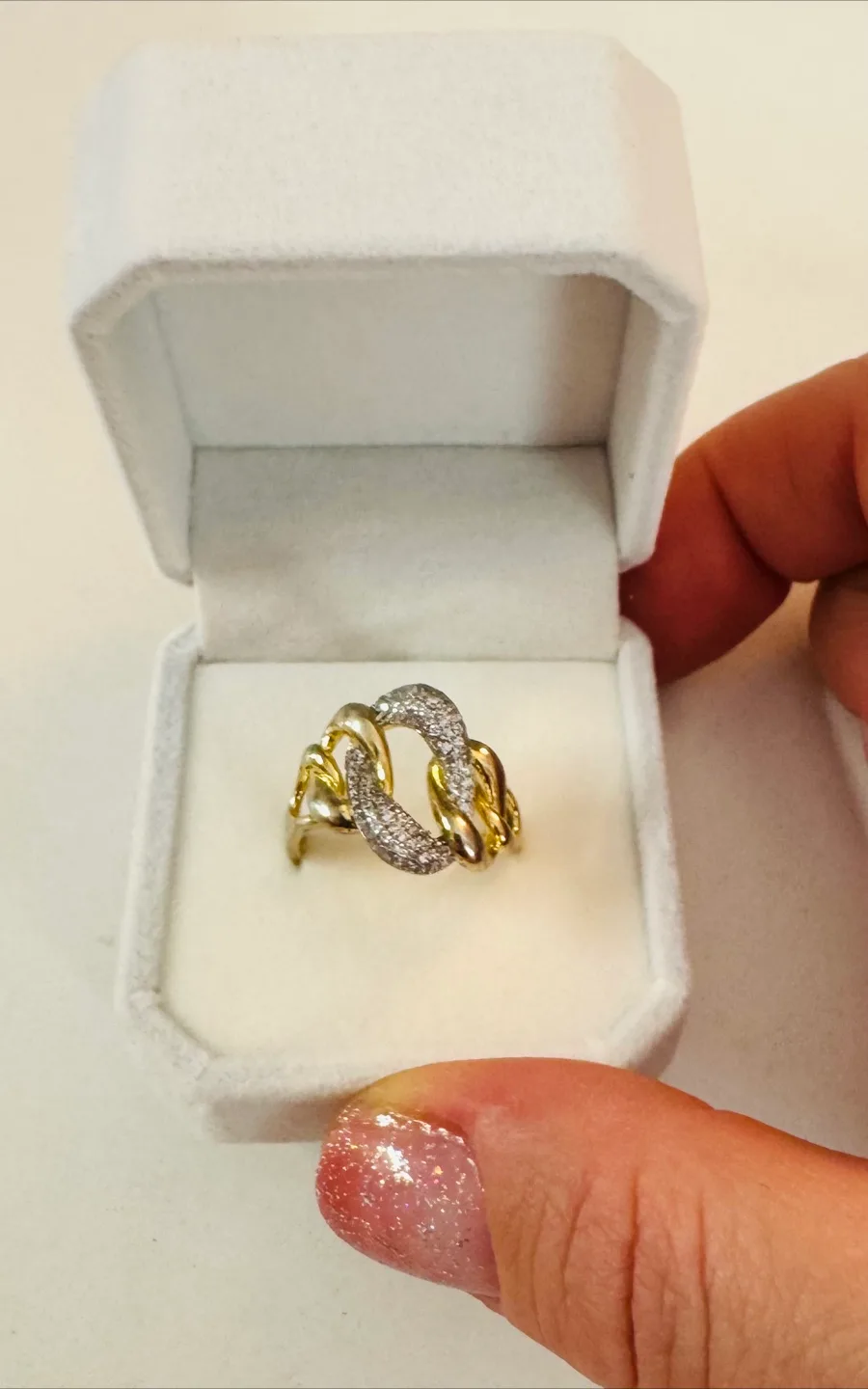 14K Gold over 925 Sterling Silver Chain Link Ring image indicator(8)