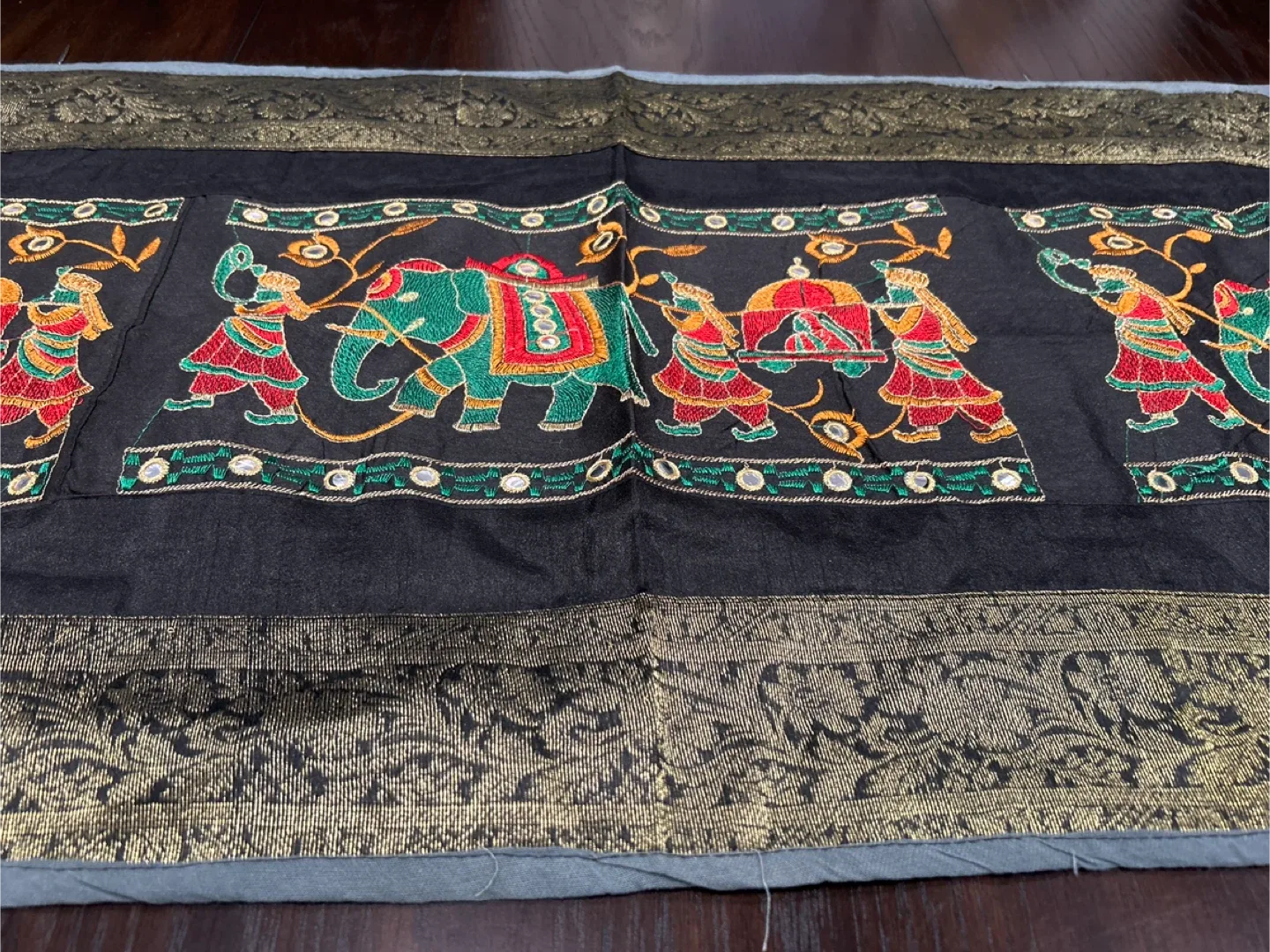 Embroidered Elephant Table Runner image indicator(4)