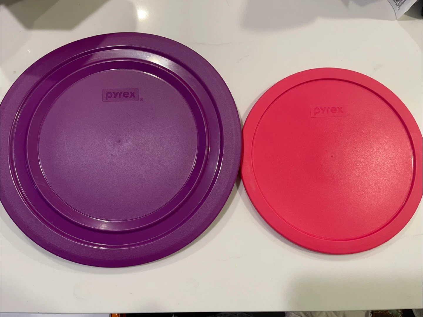 Pyrex glass container Purple & Red Lid Set