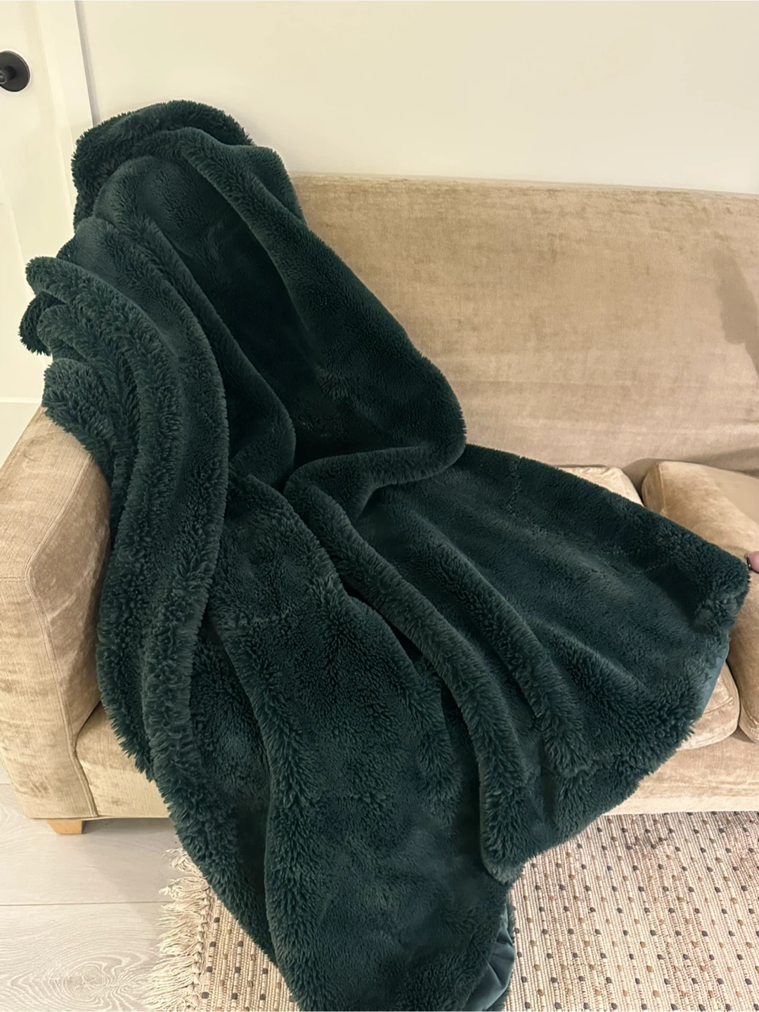 Forest Green Faux Fur Throw Blanket
