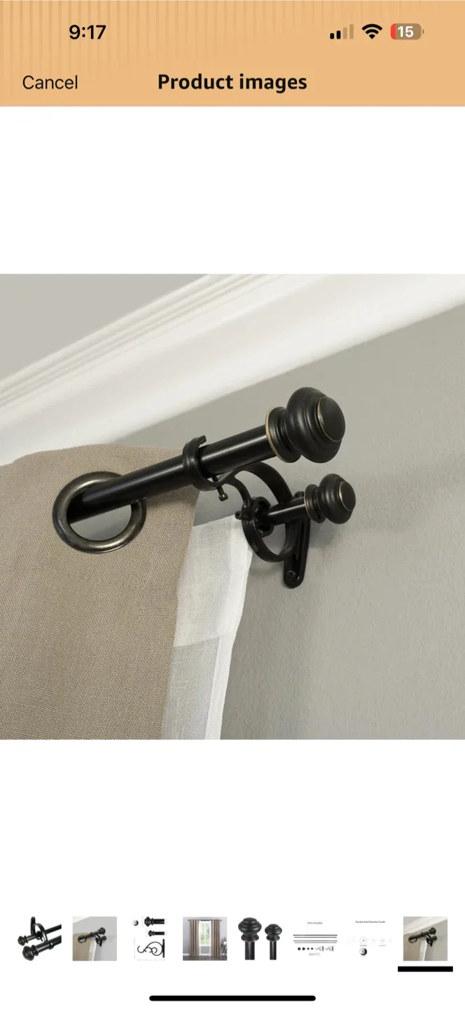 Black Double Curtain Rod image indicator(3)