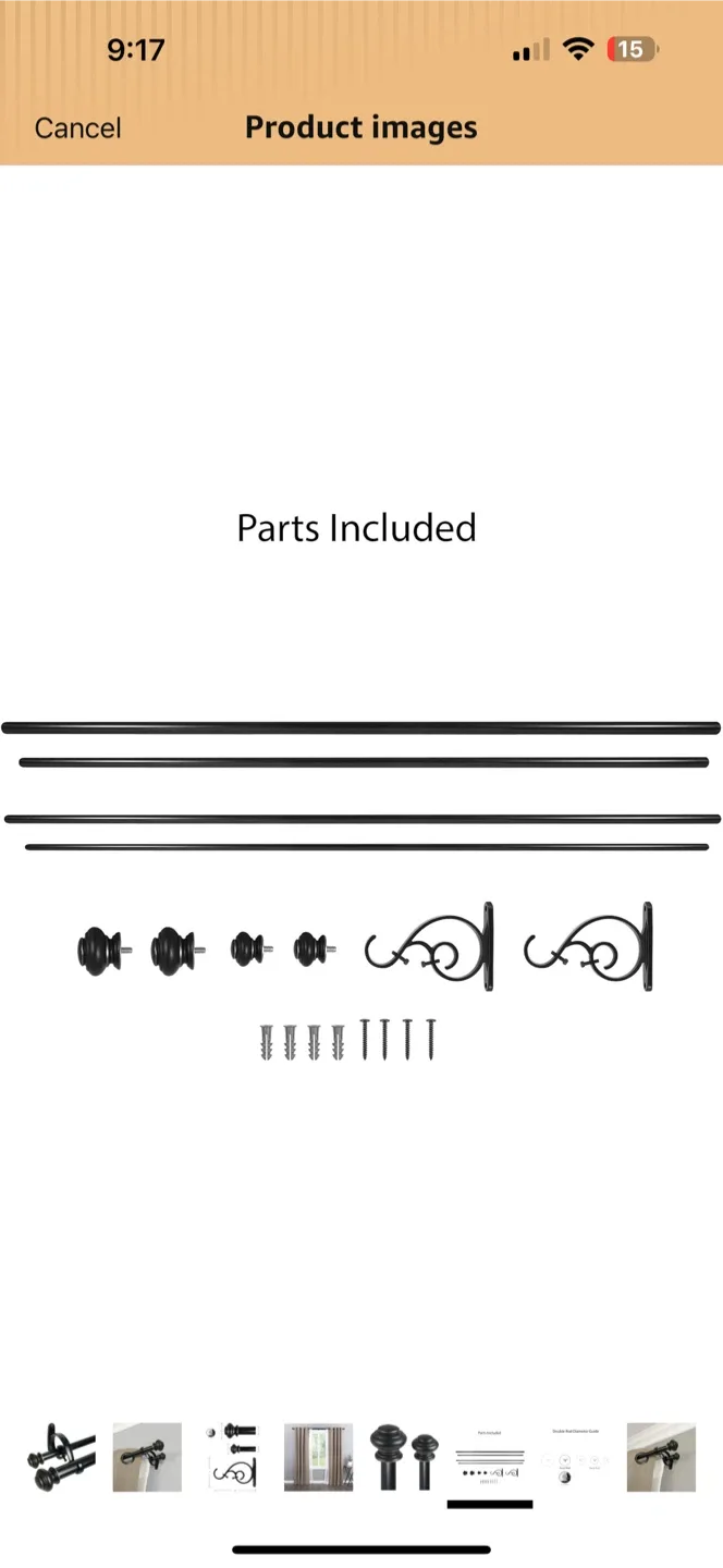 Black Double Curtain Rod image indicator(6)