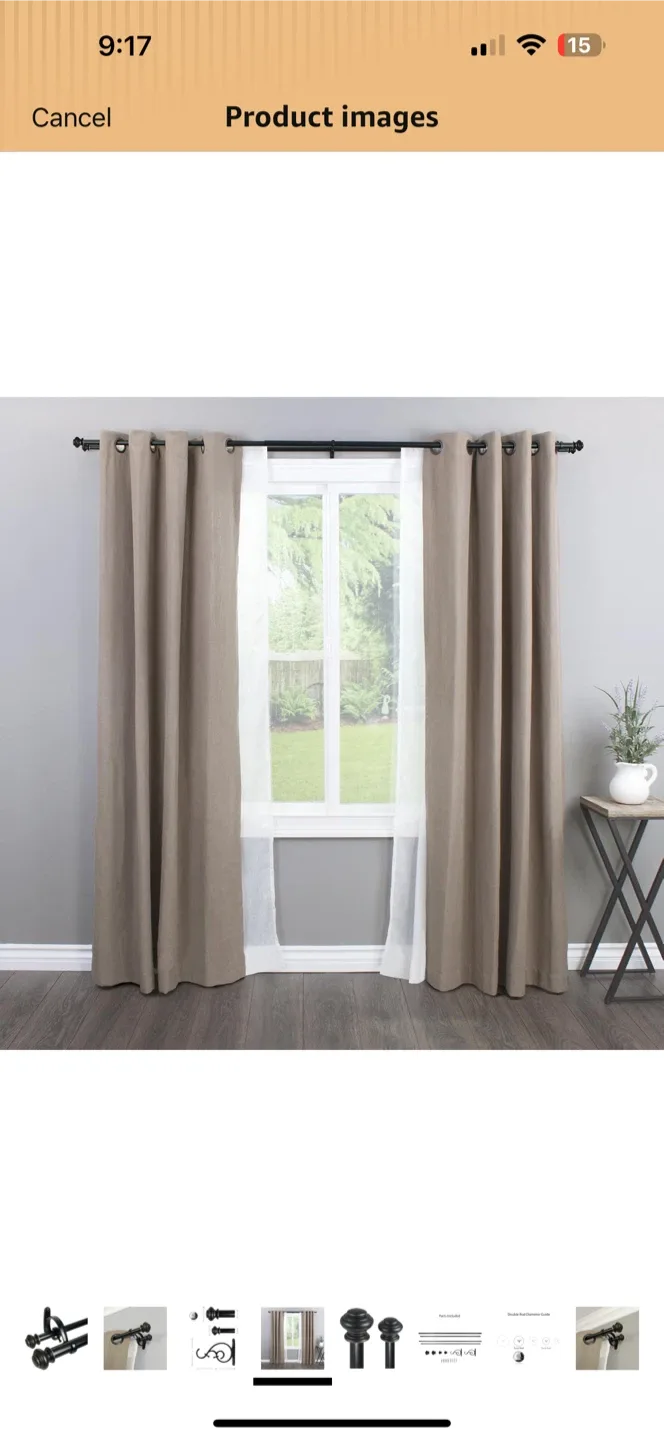 Black Double Curtain Rod image indicator(4)