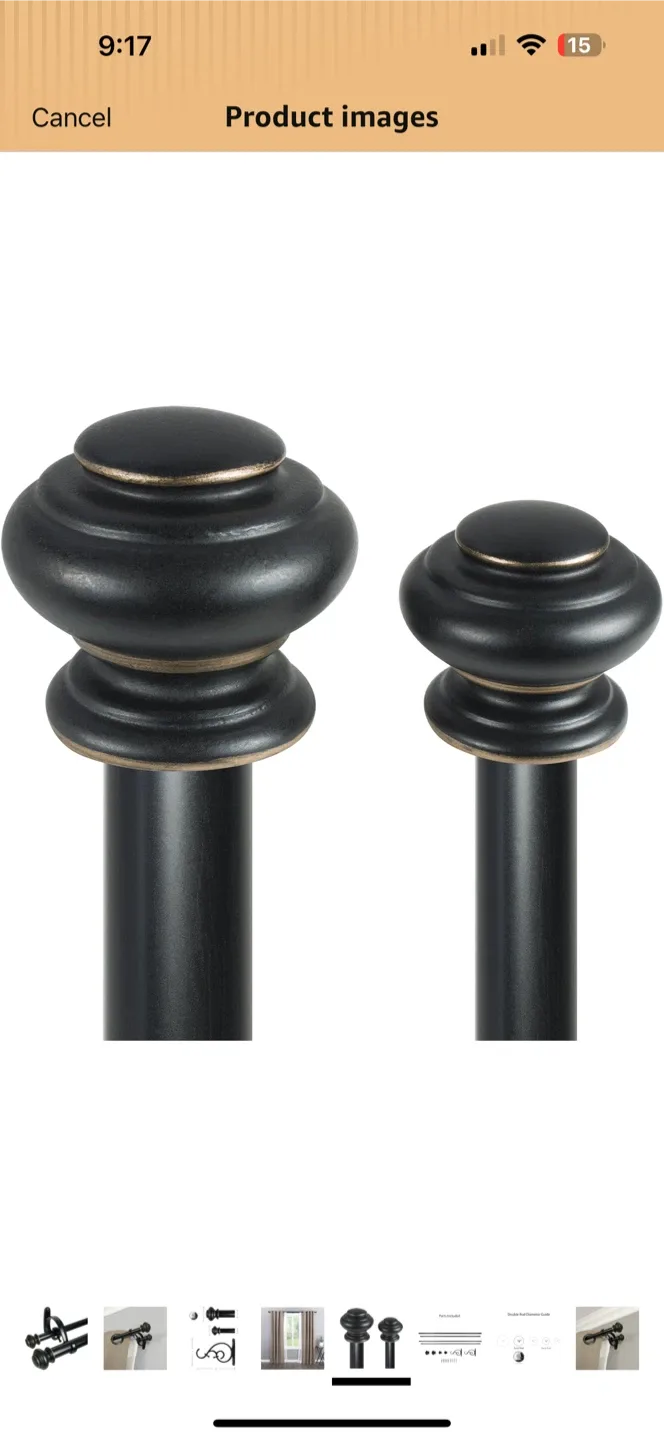 Black Double Curtain Rod image indicator(2)