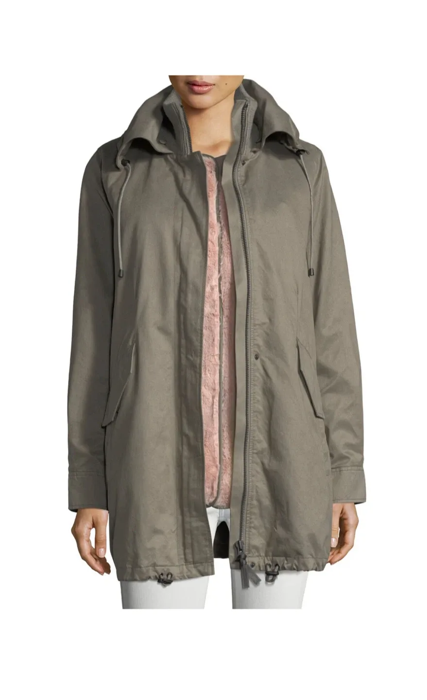 Derek Lam Green Parka w fox fur collar image indicator(2)