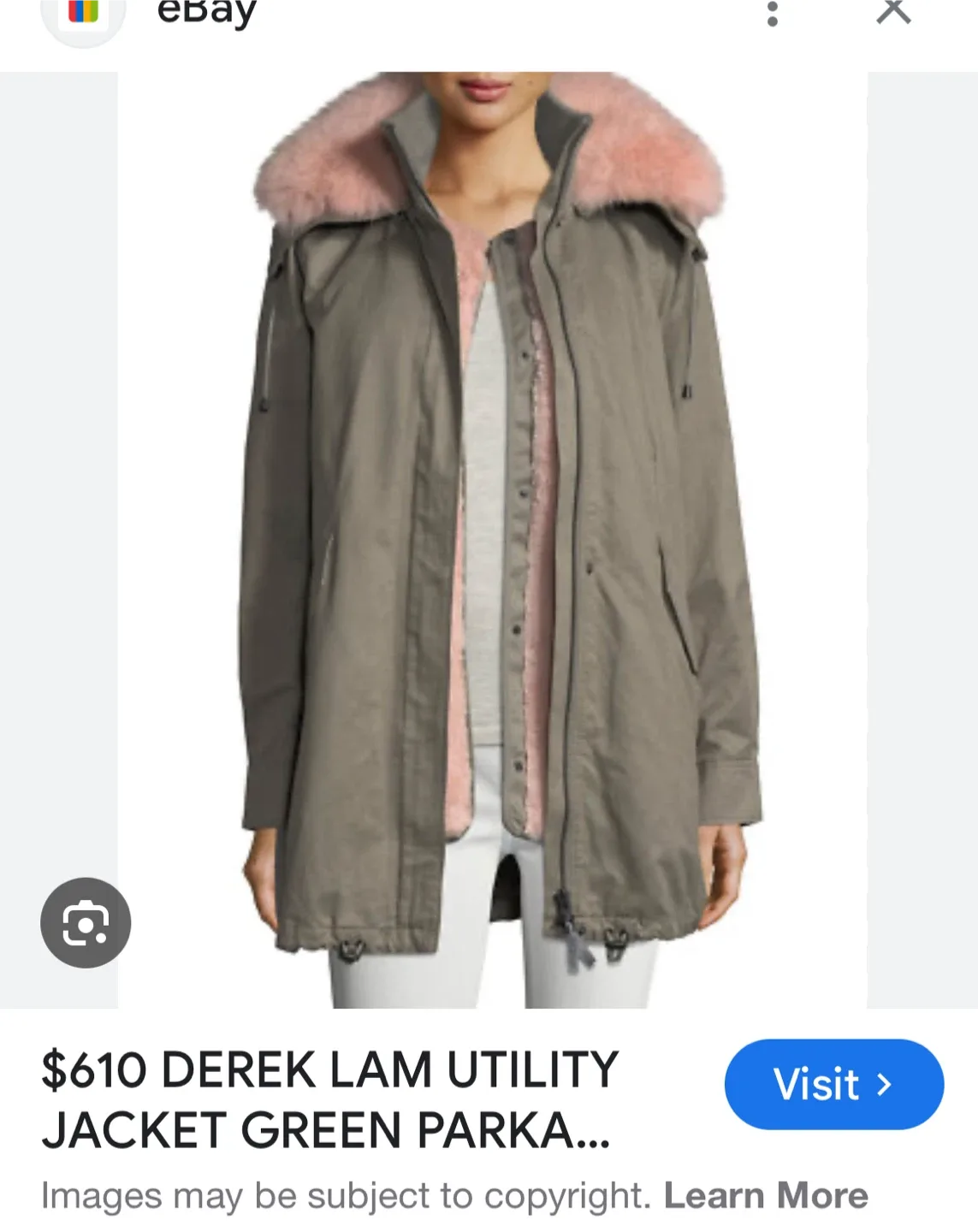Derek Lam Green Parka w fox fur collar image indicator(3)