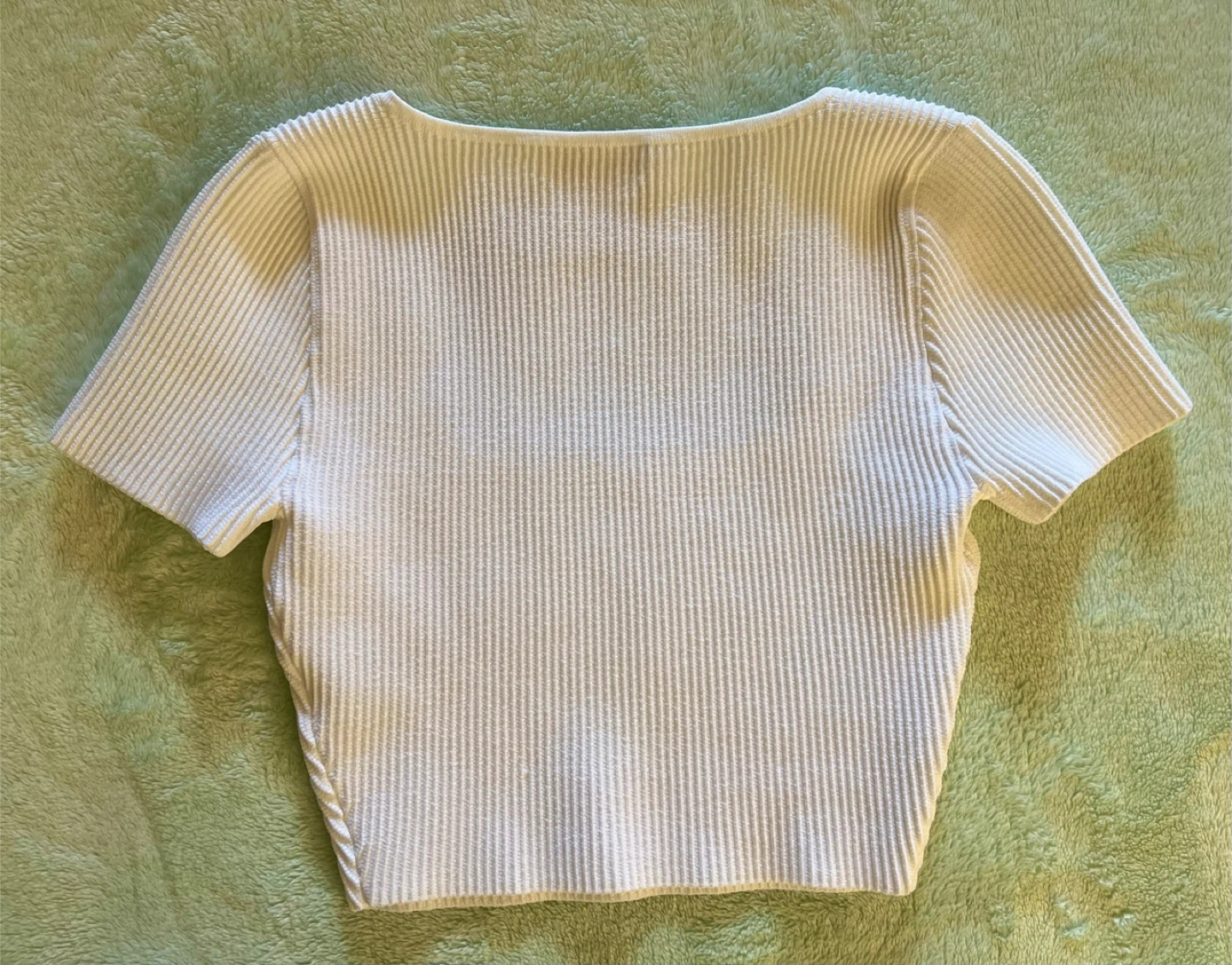 Babaton White Ribbed Crop Top - Size XS - photo 4