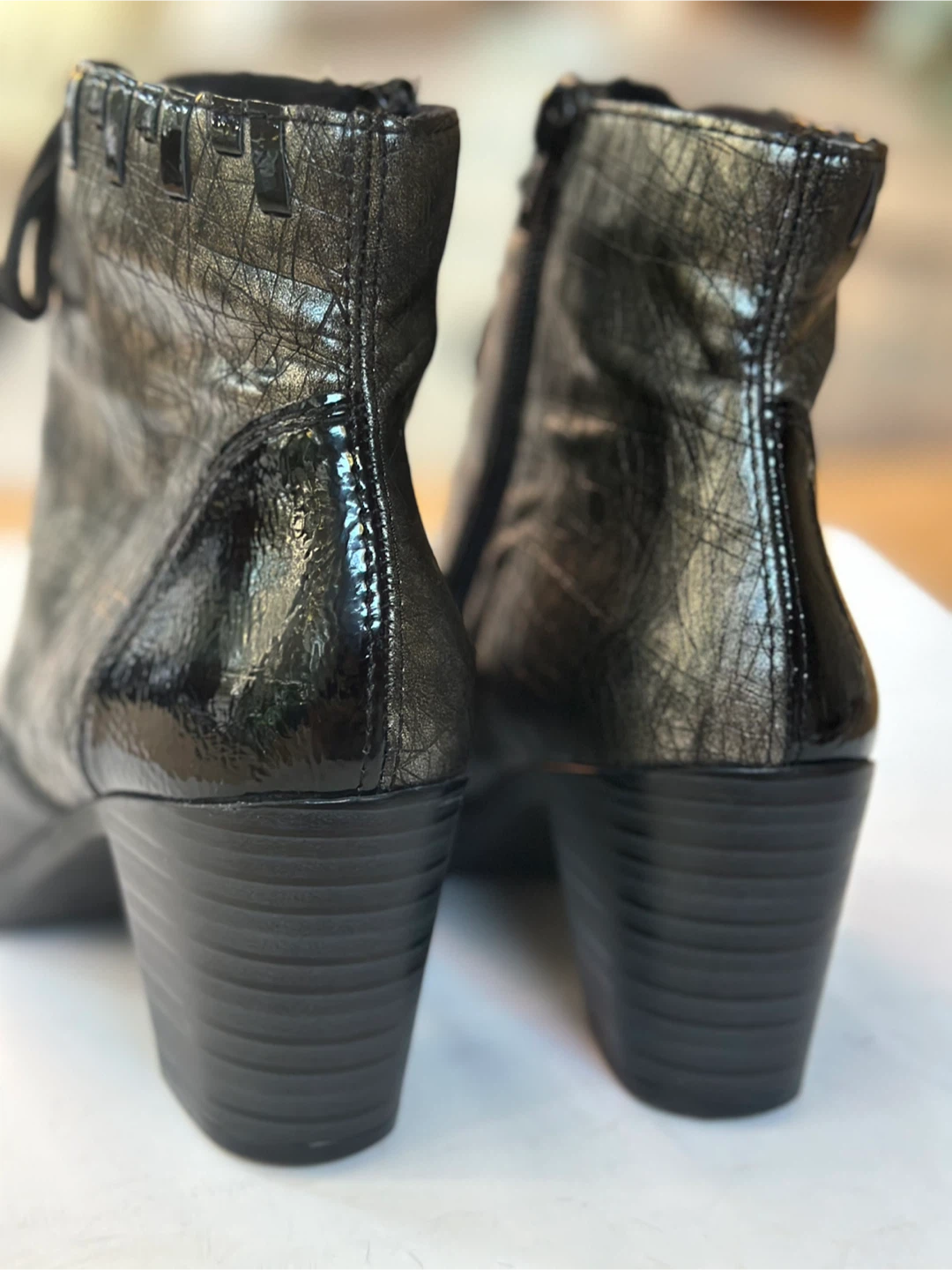 RIEKER Black Leather Heeled Ankle Boots - Size EUR41/ US10 - photo 5