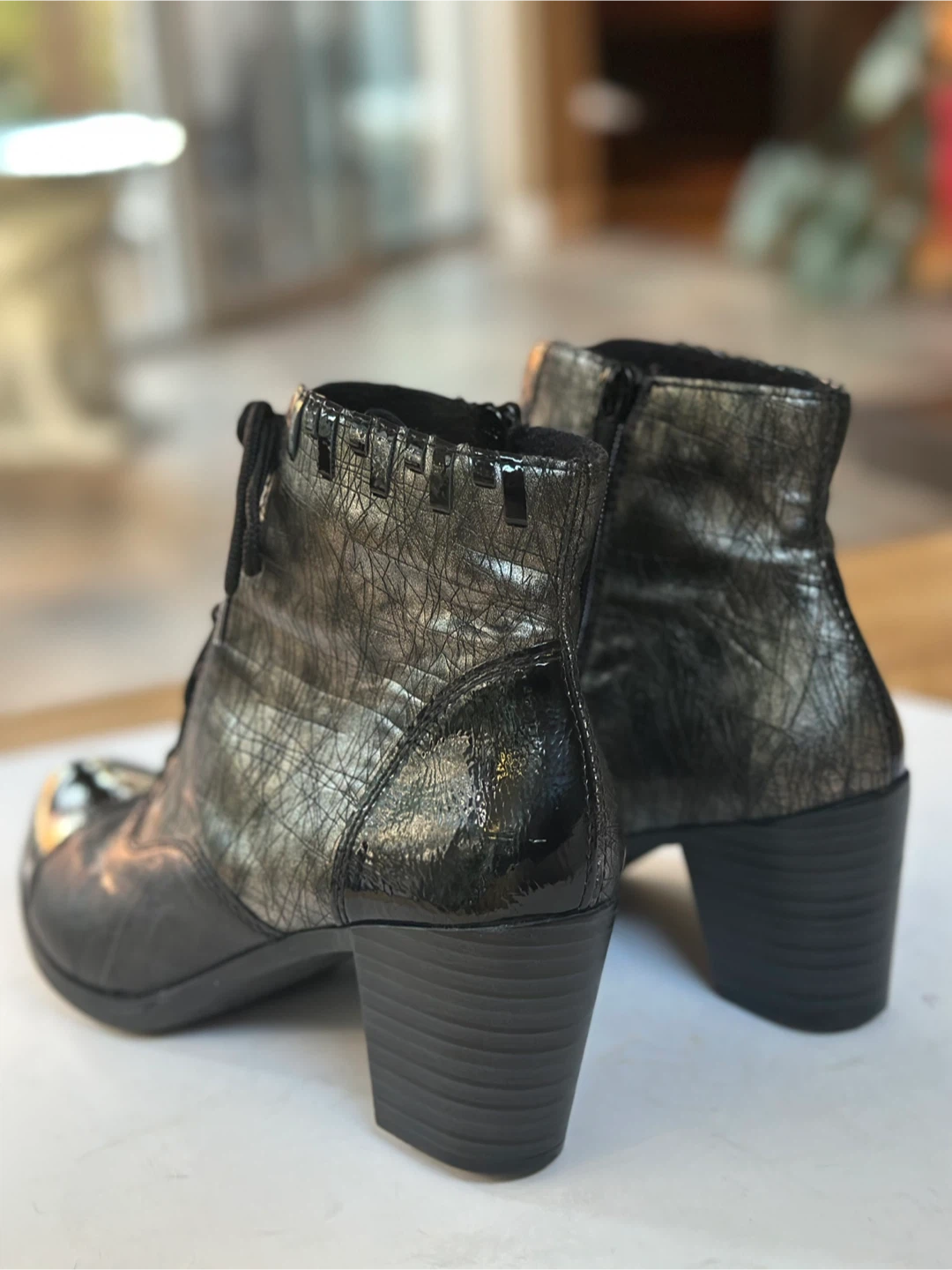 RIEKER Black Leather Heeled Ankle Boots - Size EUR41/ US10 - photo 2