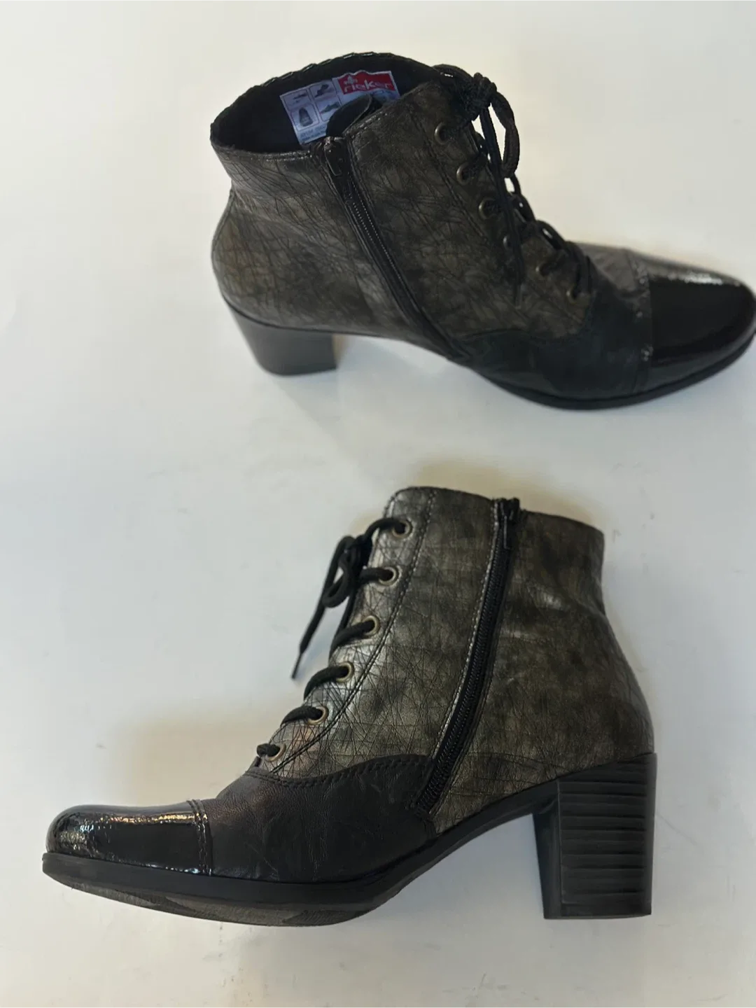 RIEKER Black Leather Heeled Ankle Boots - Size EUR41/ US10 image indicator(7)