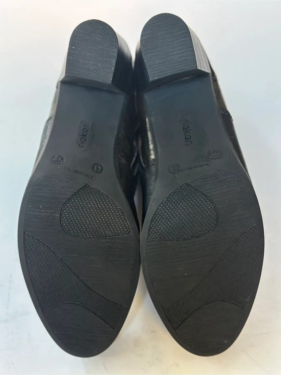 RIEKER Black Leather Heeled Ankle Boots - Size EUR41/ US10 image indicator(9)