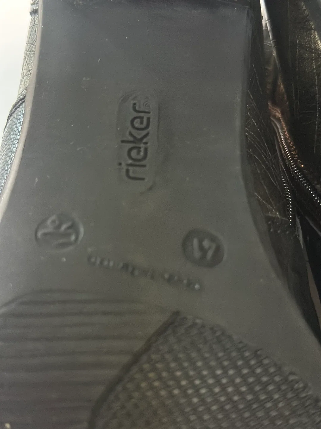 RIEKER Black Leather Heeled Ankle Boots - Size EUR41/ US10 image indicator(10)