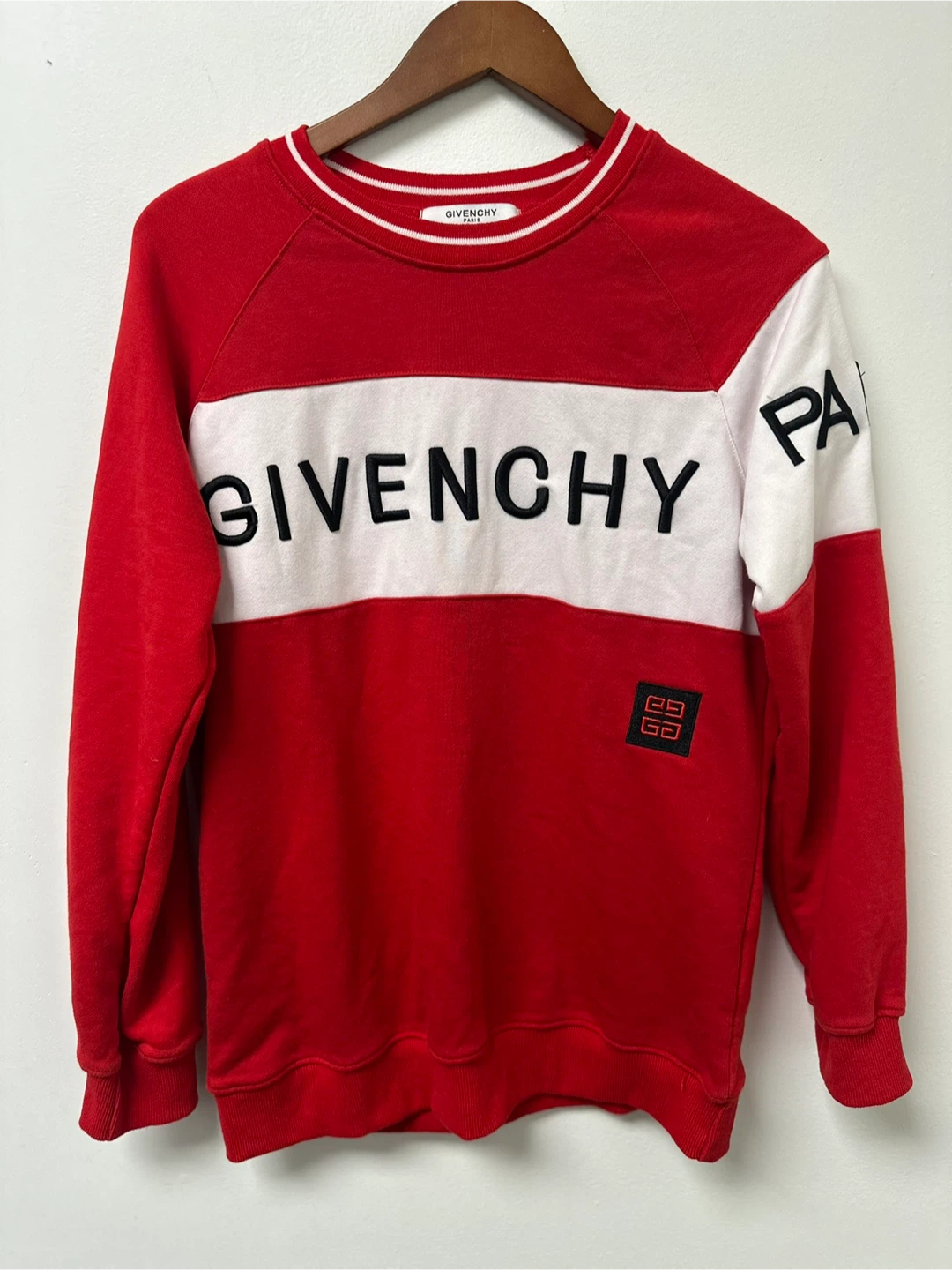 Givenchy Paris Red & White Sweatshirt - Size M