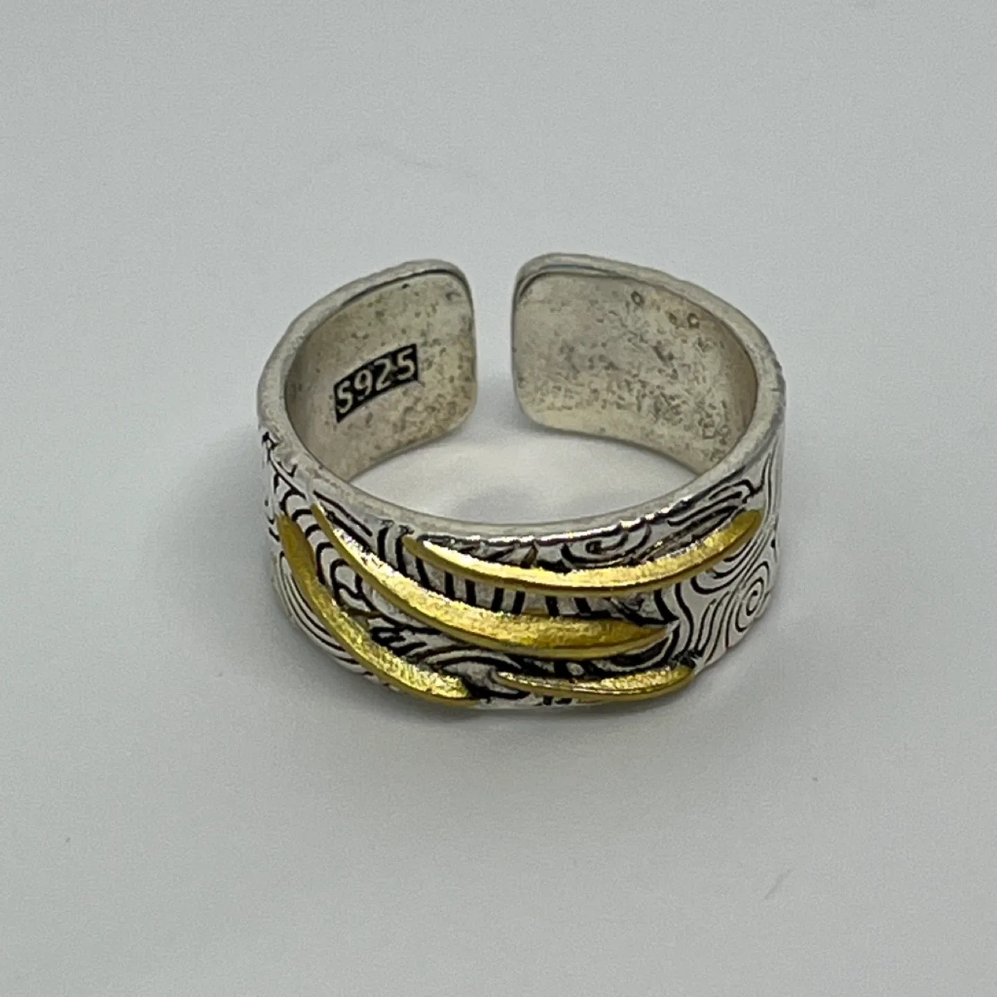 🥕Silver Ring with Gold Accents