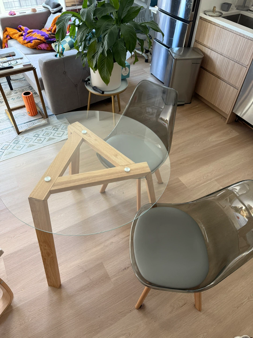 Round Glass Dining Table and Two Chairs - photo 2