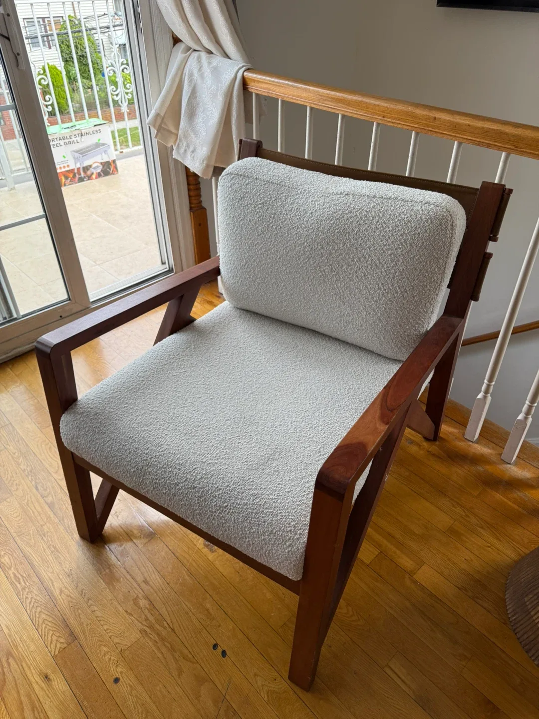 Modern Wood Boucle Armchair image indicator(4)