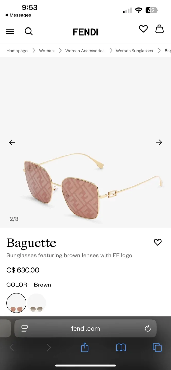 BNIB - authentic Fendi Baguette Sunglasses - Brown image indicator(2)