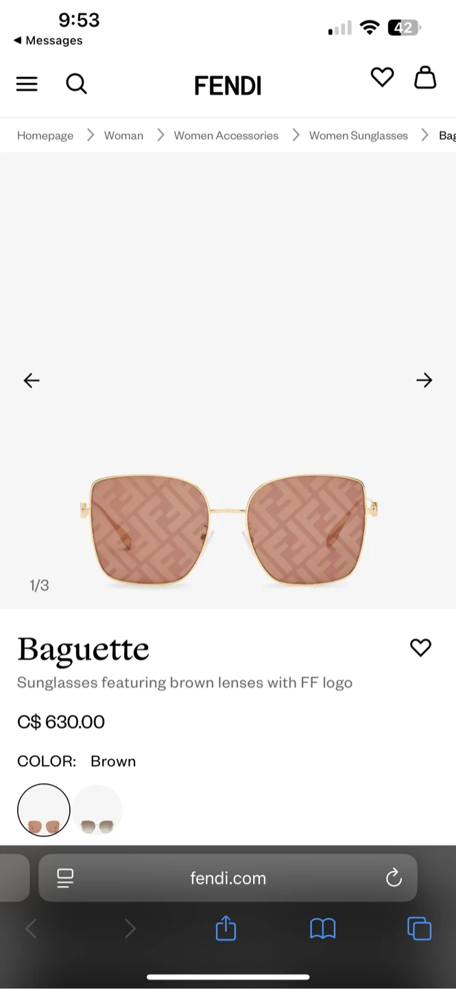 BNIB - authentic Fendi Baguette Sunglasses - Brown