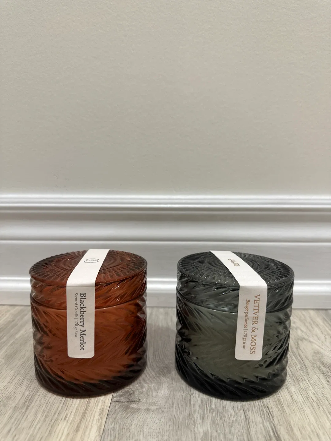 Two Scented Candles: Blackberry Merlot & Vetiver Moss